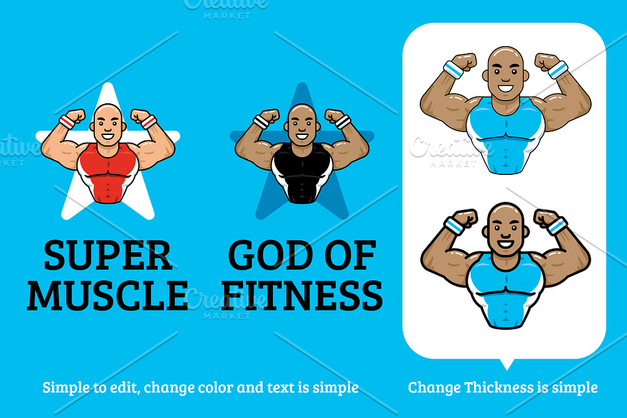 Fitness Star Character Logo Mascot in Logo Templates - product preview 8