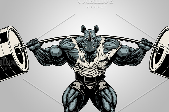 Strong rhinoceros athlete in Illustrations - product preview 1