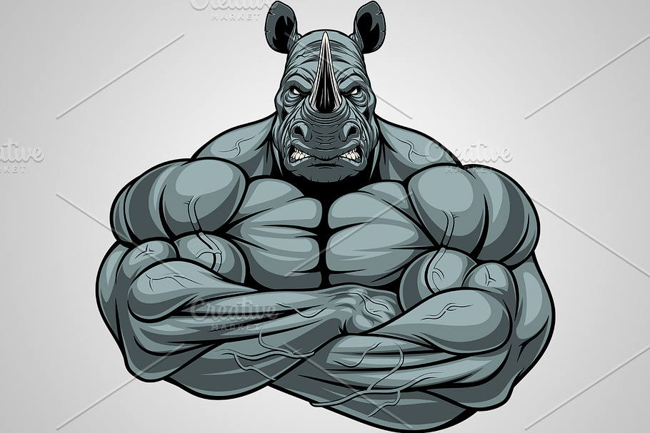 Strong rhinoceros athlete in Illustrations - product preview 8