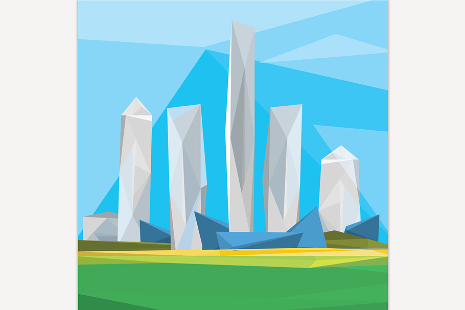 Polygonal Cityscape Illustration in Illustrations - product preview 8