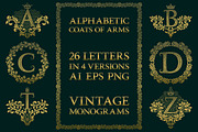 Vintage alphabetic coats of arms