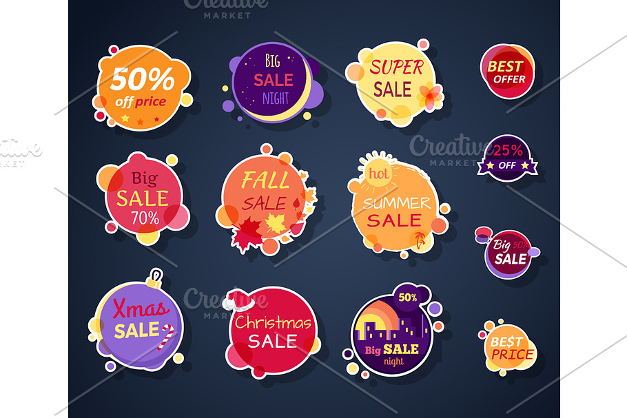 Set of Vector Sale Stickers in Illustrations - product preview 8
