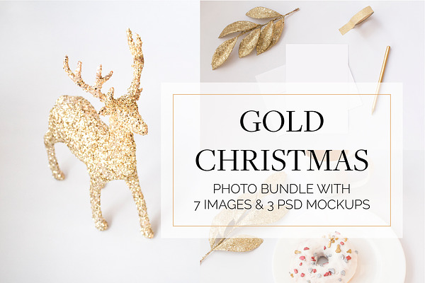Gold Christmas Images & PSD Mockups
