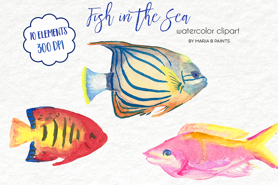 Watercolor Clip Art - Tropical Fish
