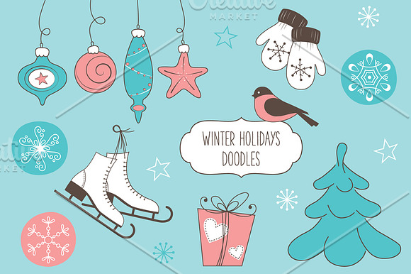 Winter holidays doodles in Illustrations - product preview 1
