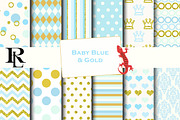Gold and blue digital paper