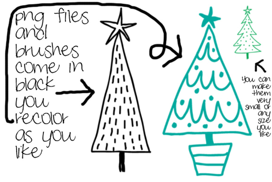 Hand Drawn Christmas Trees Clipart