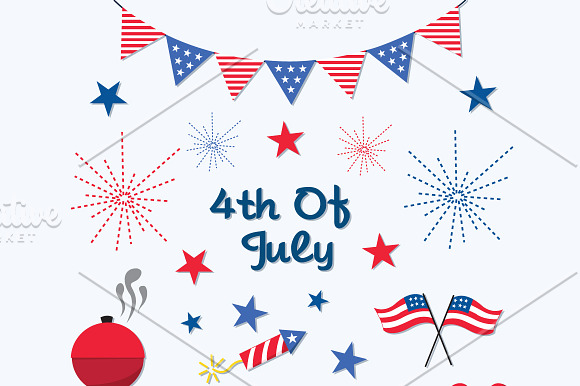 4th of July Independence Day Clipart in Illustrations - product preview 2