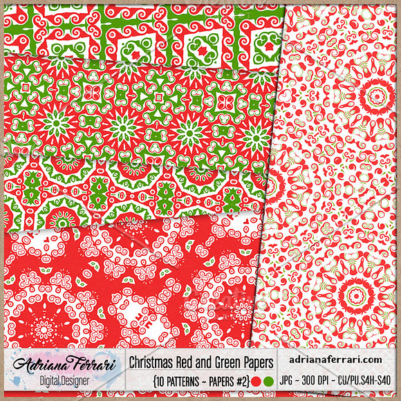 Christmas Red and Green Papers 2 in Patterns - product preview 2