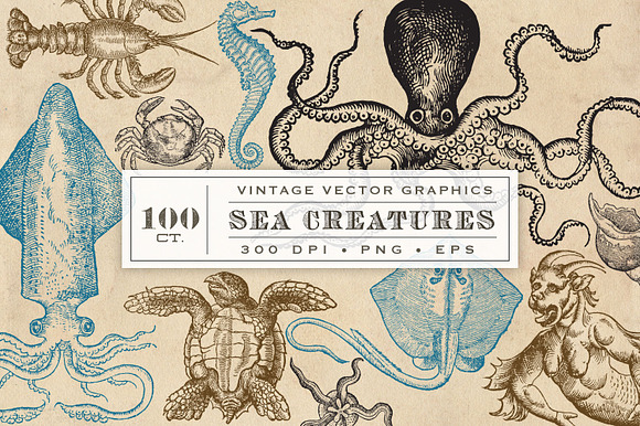 Antique Sea Creatures & Monsters in Objects - product preview 4