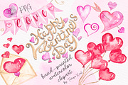 Valentine's Day Watercolor Clipart