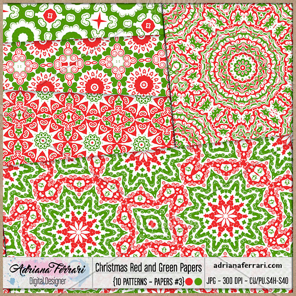 Christmas Red and Green Papers 3 in Patterns - product preview 1