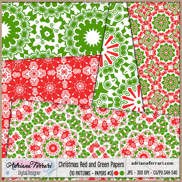 Christmas Red and Green Papers 3 in Patterns - product preview 2