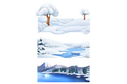 Winter landscape. Vector banner set