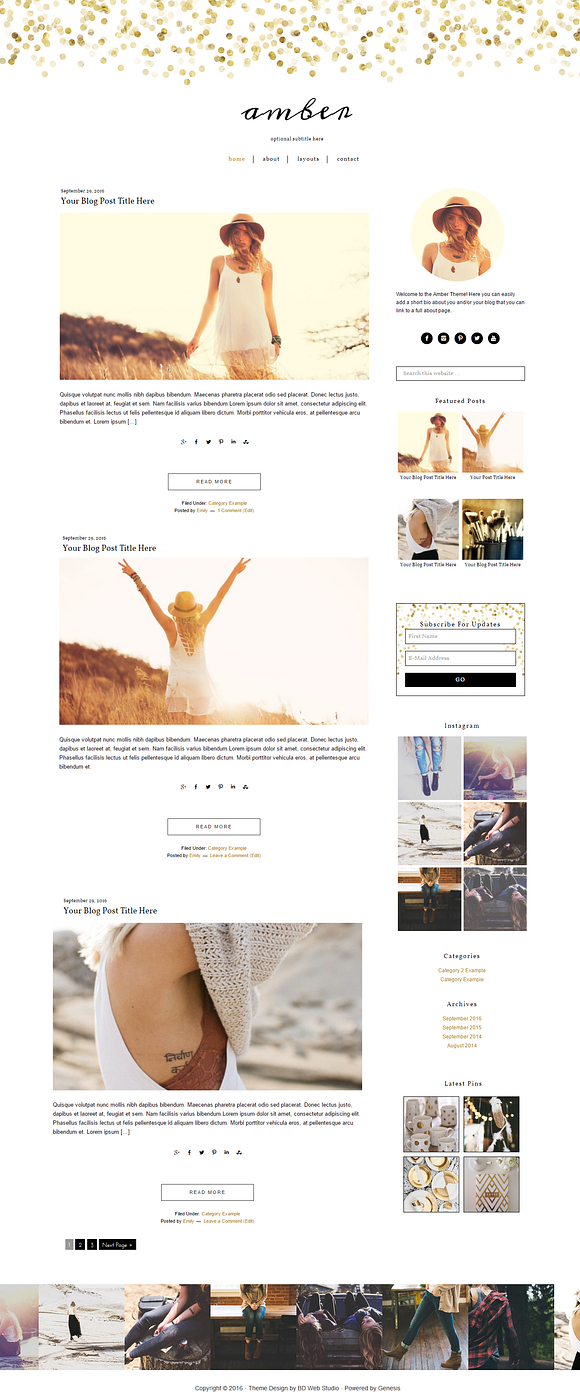 Feminine Gold WordPress Theme in WordPress Blog Themes - product preview 1