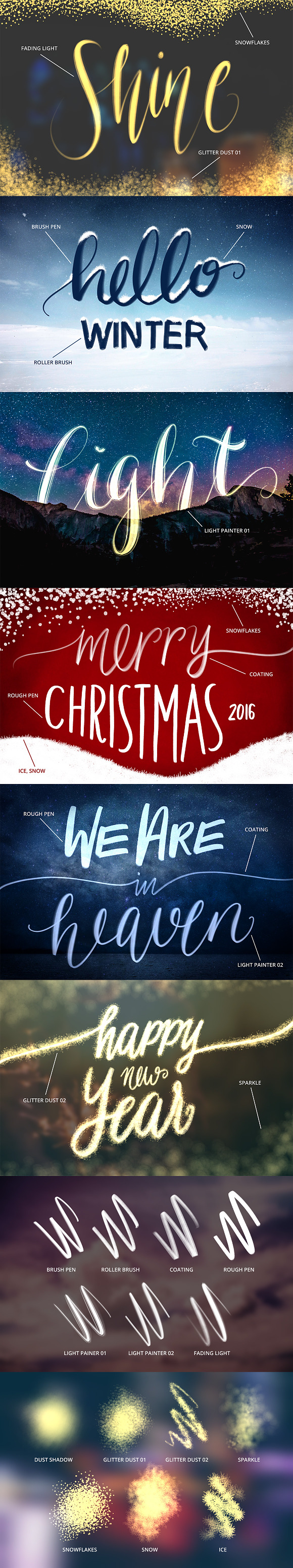 Procreate Light and Effect Lettering in Photoshop Brushes - product preview 10