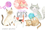 Watercolor Cats Graphic Pack