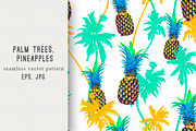 Palm trees,pineapples pattern