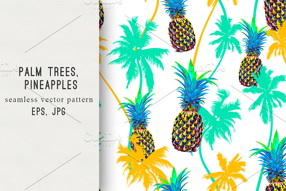Palm trees,pineapples pattern in Patterns - product preview 8