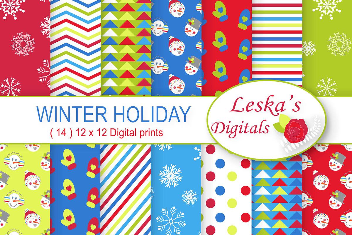 Snowman Digital Paper in Patterns - product preview 8