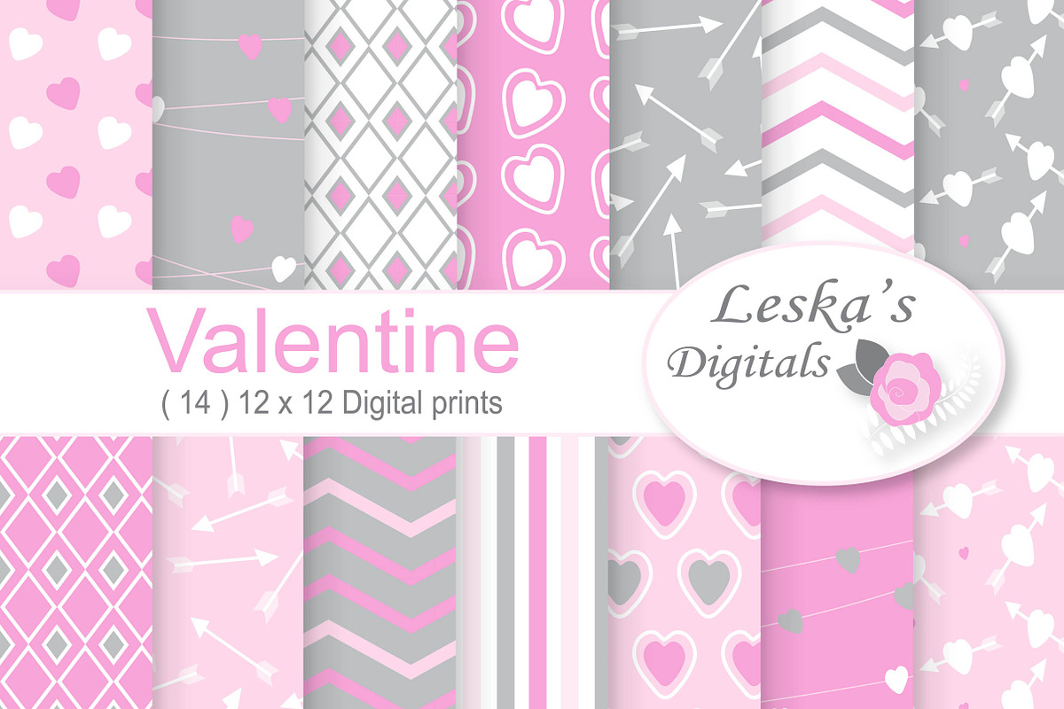 Valentine Digital Paper Printable's  in Patterns - product preview 8