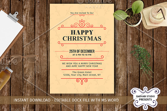 Happy Christmas Invitations Template in Card Templates - product preview 2