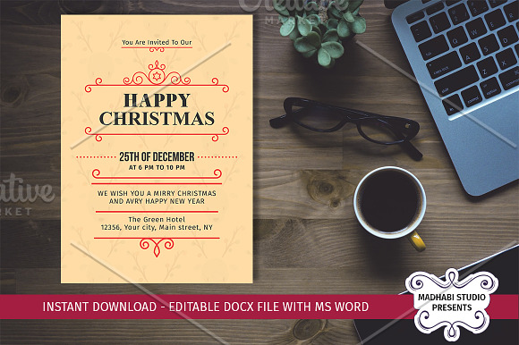 Happy Christmas Invitations Template in Card Templates - product preview 4