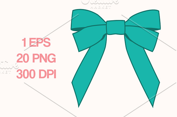 Ribbon Bows Vector Clipart Set in Illustrations - product preview 1