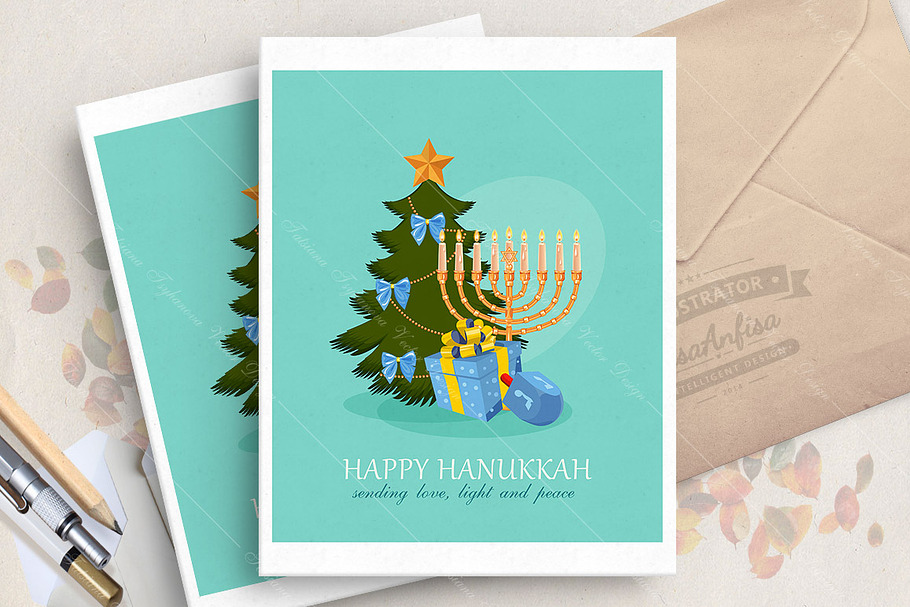 Hanukkah greeting vector card
