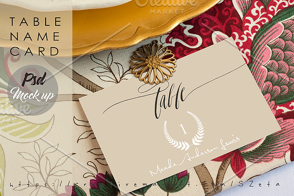 Table name card PSD. Xmas in Product Mockups - product preview 1