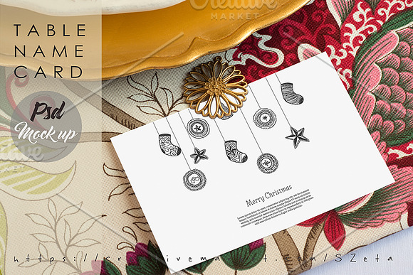 Table name card PSD. Xmas in Product Mockups - product preview 2
