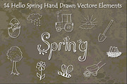 Hello Spring Hand Drawn Vectors