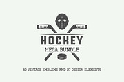 Vintage hockey emblems and elements.