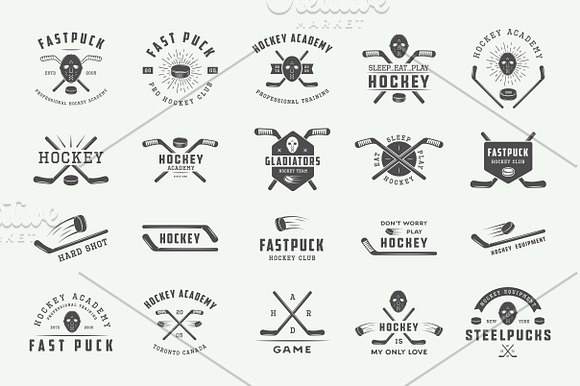 Vintage hockey emblems and elements. in Logo Templates - product preview 1