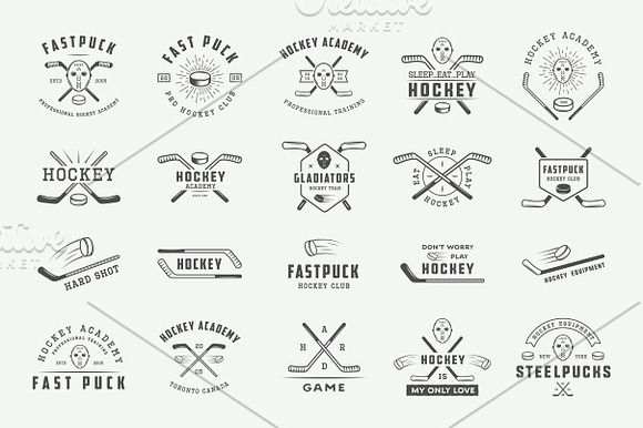 Vintage hockey emblems and elements. in Logo Templates - product preview 2