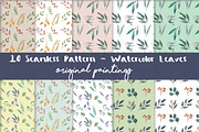 Watercolor Seamless Pattern Leaves