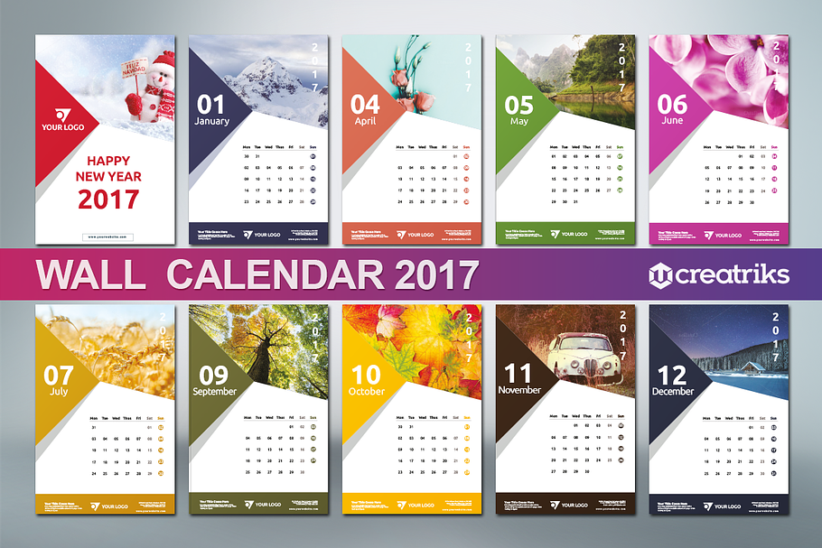 Wall Calendar 2017 - v009 in Presentation Templates - product preview 8
