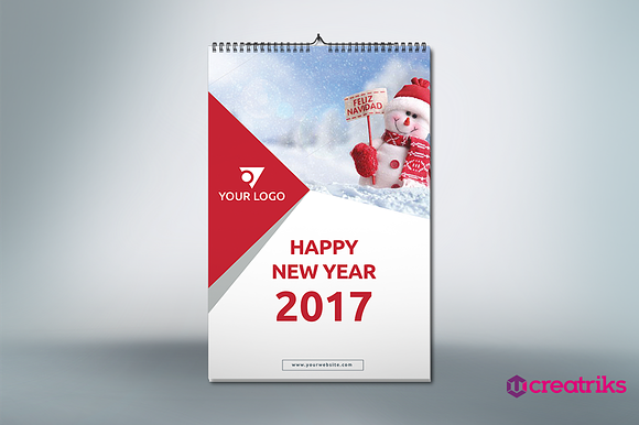 Wall Calendar 2017 - v009 in Presentation Templates - product preview 1
