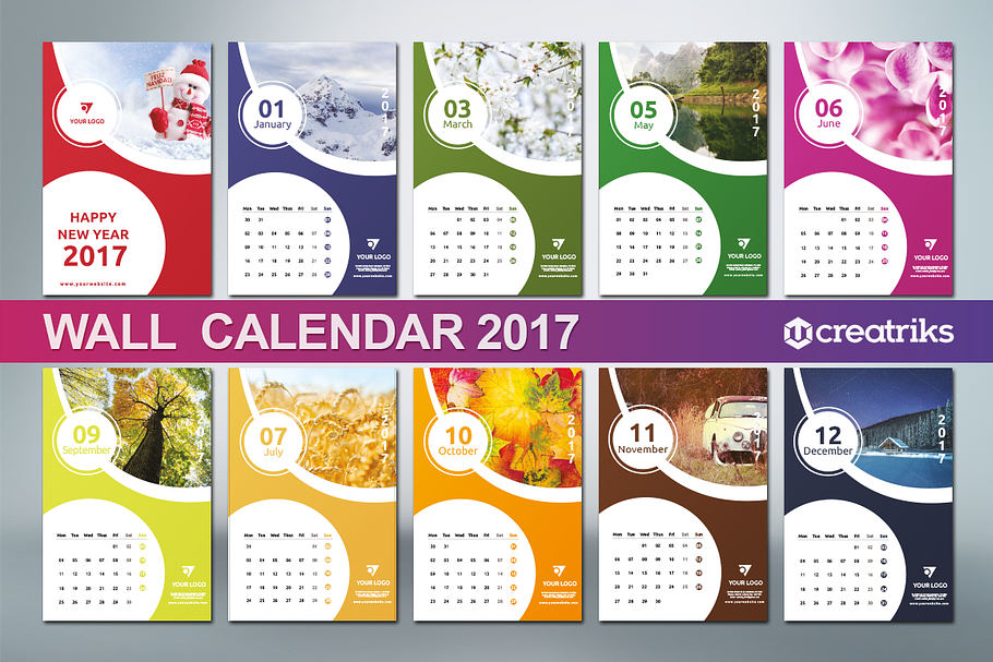 Wall Calendar 2017 - v010 in Presentation Templates - product preview 8