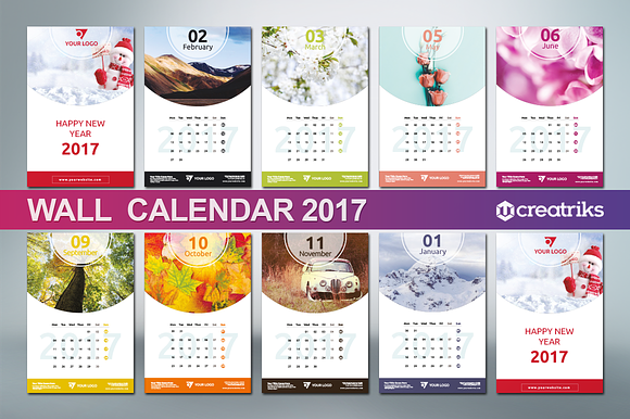 Wall Calendar 2017 - v011 in Presentation Templates - product preview 2