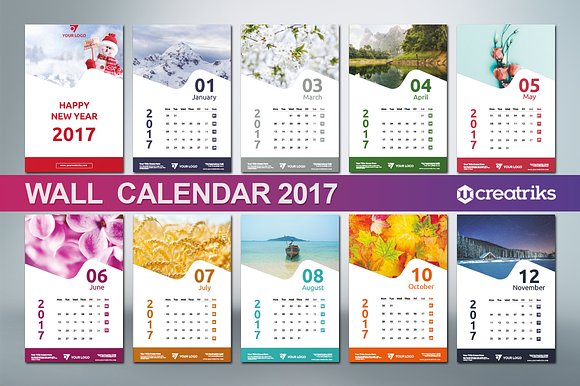  Wall Calendar 2017 - v016 in Presentation Templates - product preview 1