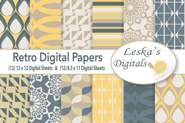 Retro Digital Paper Patterns