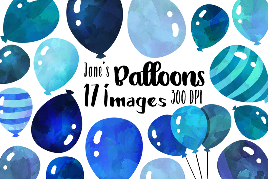 Blue Watercolor Balloons Clipart