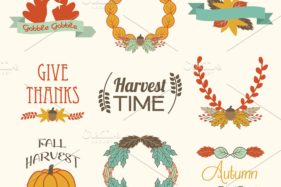 Fall Autumn Elements Vector Clip Art
