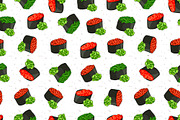 Seamless pattern of sushi