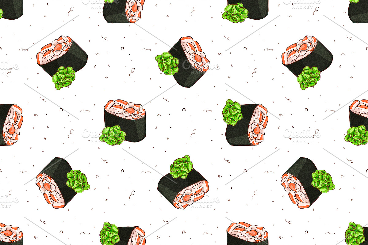 Seamless pattern of sushi in Patterns - product preview 8
