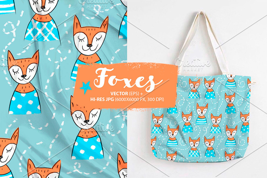 Seamless pattern with foxes in Patterns - product preview 8