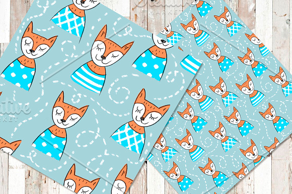 Seamless pattern with foxes in Patterns - product preview 2