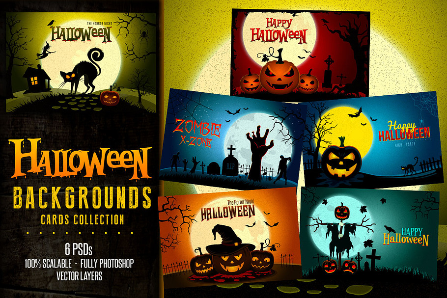 Halloween Landscapes Backgrounds in Illustrations - product preview 8