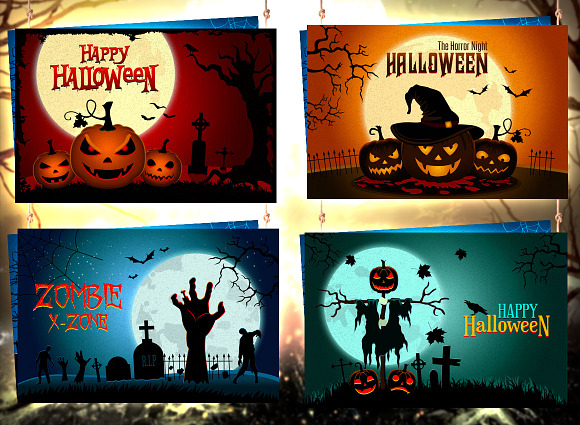 Halloween Landscapes Backgrounds in Illustrations - product preview 2